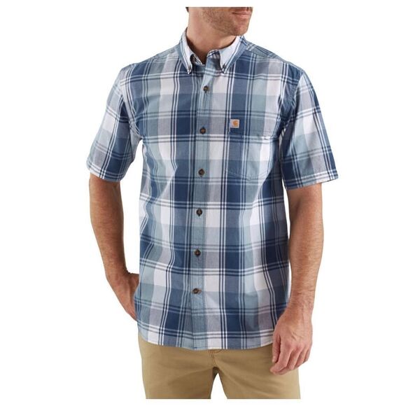 Carhartt Short Sleeve Relaxed Fit Buttondown, 2xl. Blue plaid - Picture 11 of 12